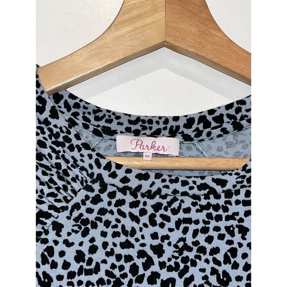 Parker Rhea Long-Sleeve Leopard Print Ruched Mini Dress Women's Size XS - Picture 4 of 10